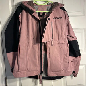 Adidas TERREX Xploric zipped athletic jacket pockets hood color blocks S Pink
